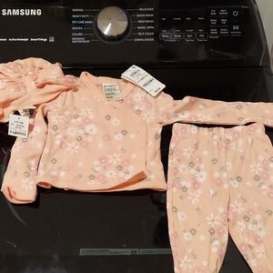 First Impressions Pink Floral Kids Matching Set with Hat